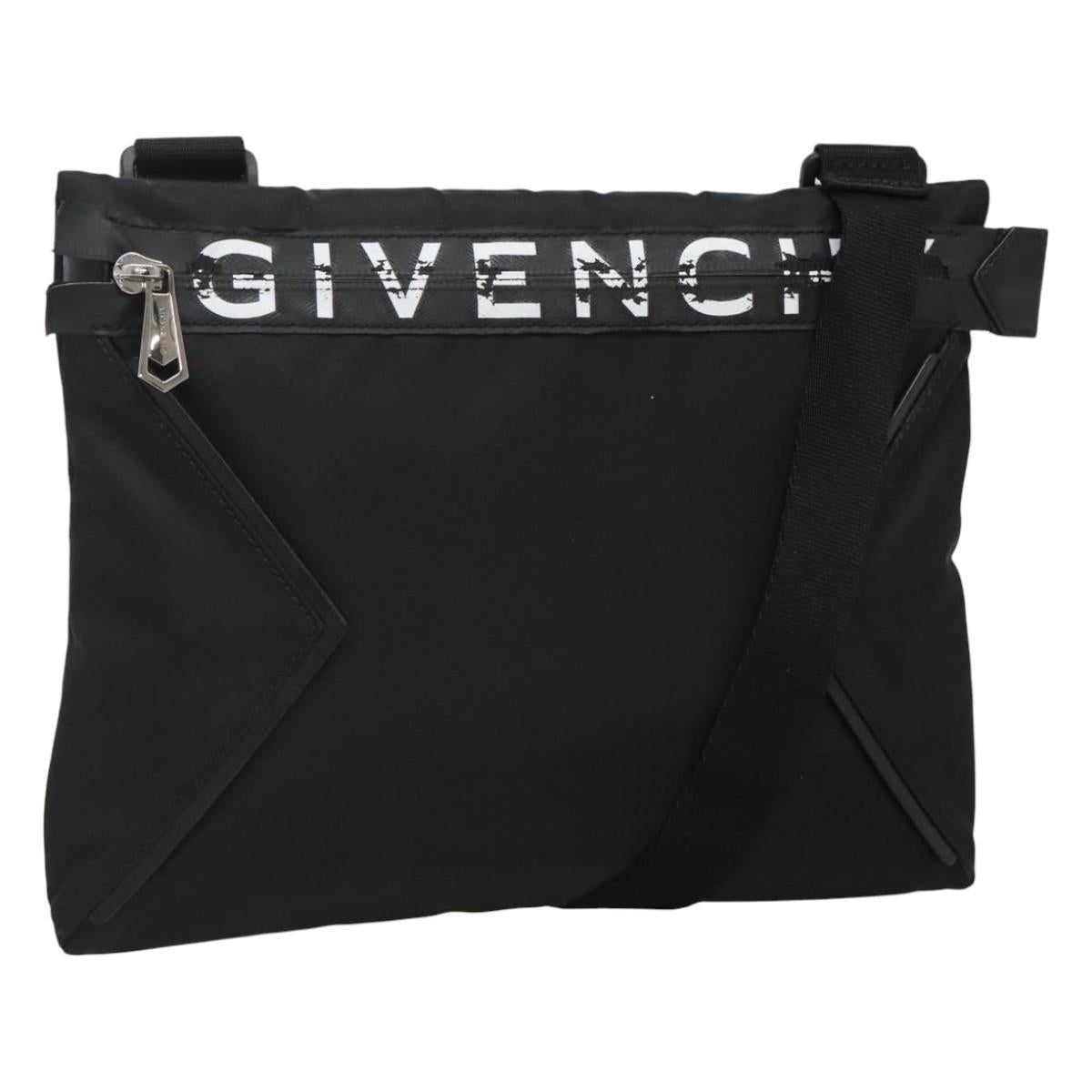 GIVENCHY Shoulder Bag Nylon Black Silver Auth bs23553