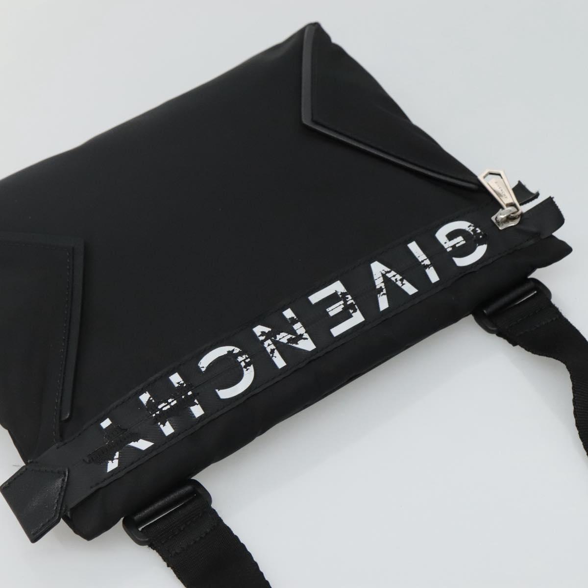 GIVENCHY Shoulder Bag Nylon Black Silver Auth bs23553