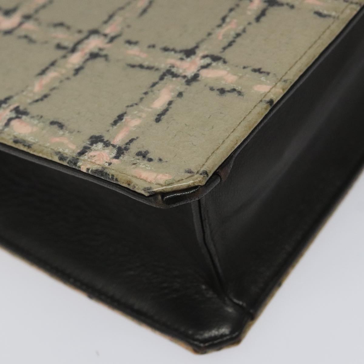 CHANEL Choco Bar Chain Hand Bag Enamel Leather Beige CC Auth bs23554V