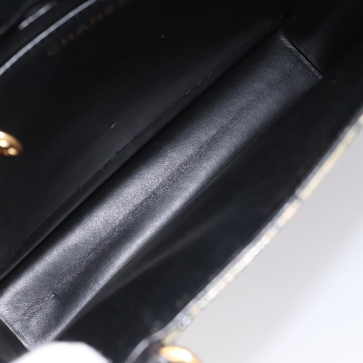 CHANEL Choco Bar Chain Hand Bag Enamel Leather Beige CC Auth bs23554V