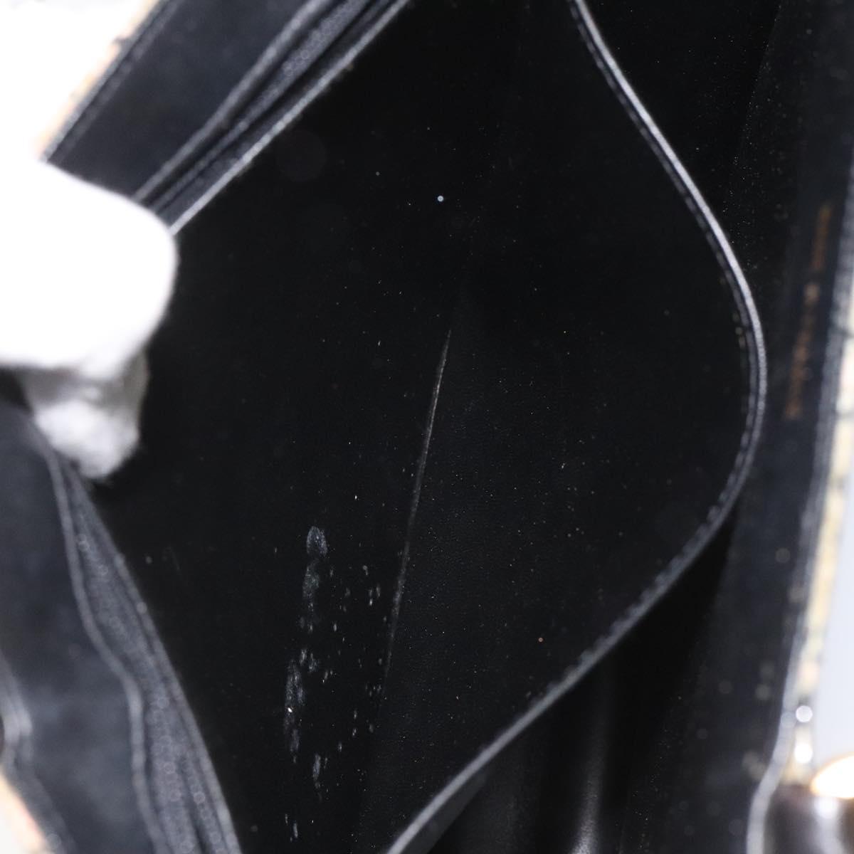 CHANEL Choco Bar Chain Hand Bag Enamel Leather Beige CC Auth bs23554V