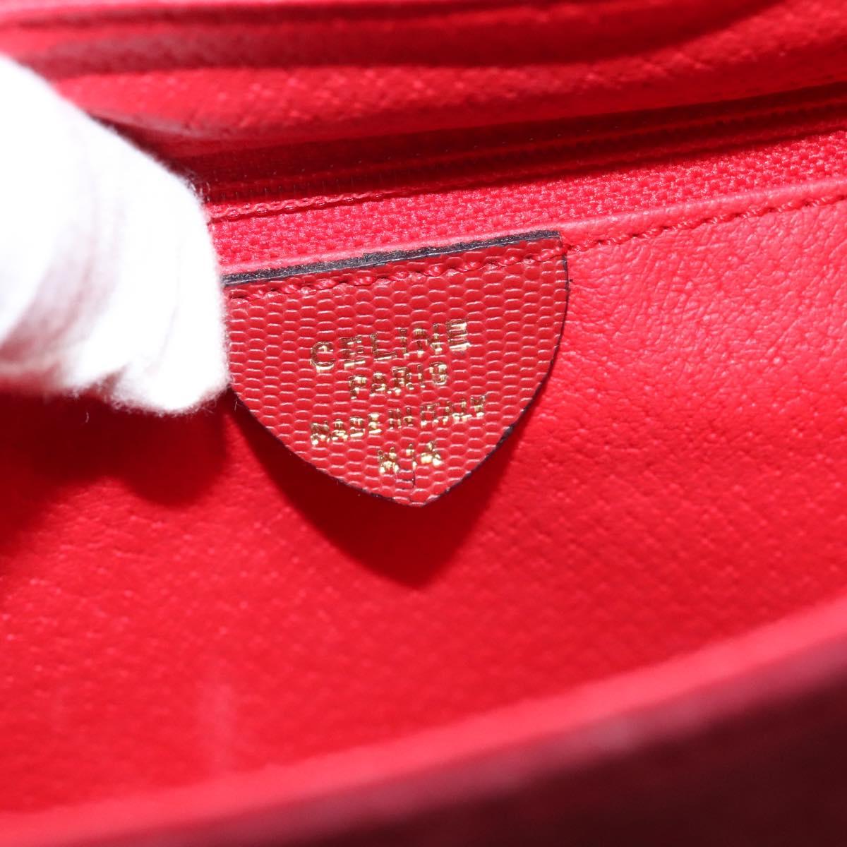 CELINE Shoulder Bag Suede Leather Red Gold Auth bs23556