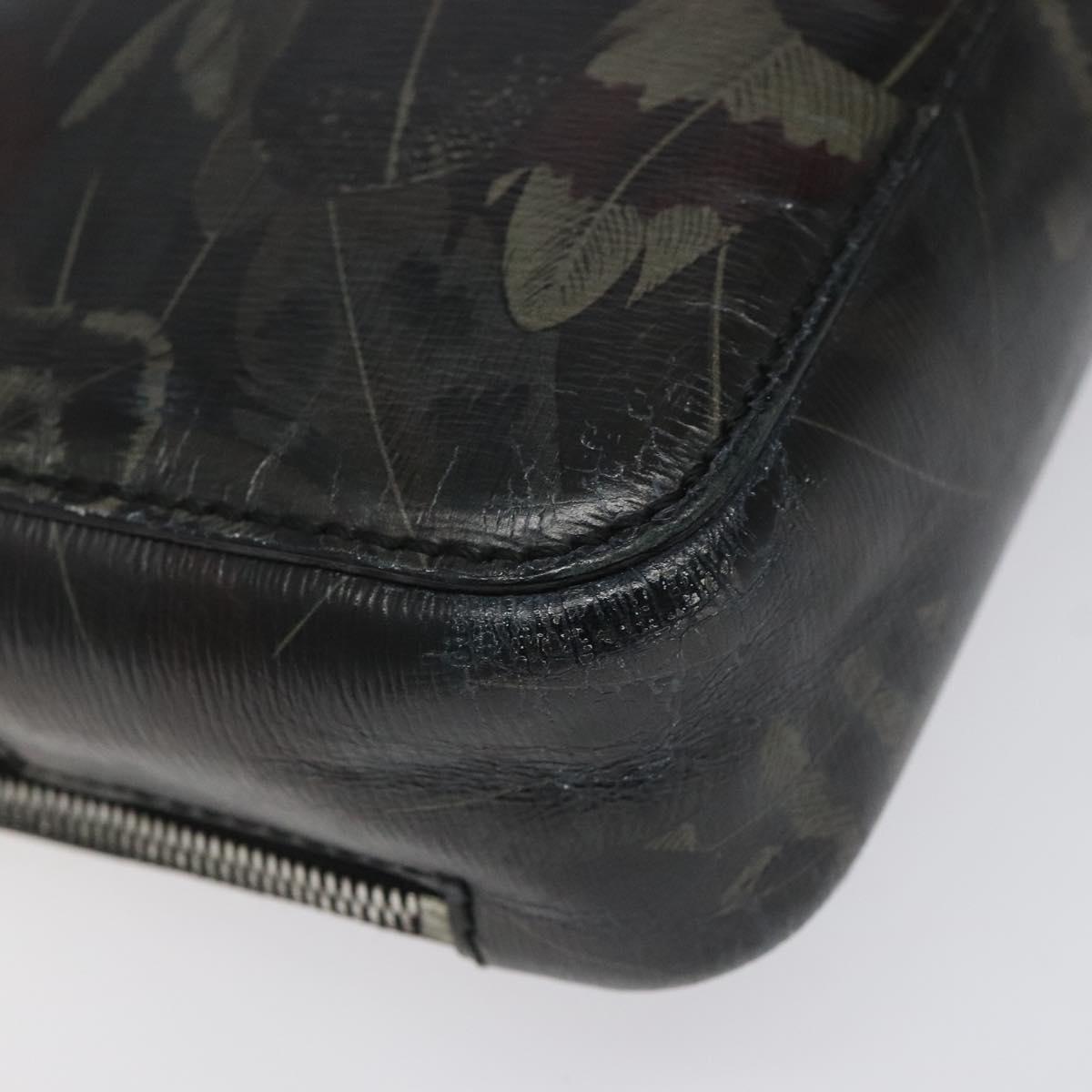 Salvatore Ferragamo Clutch Bag Leather Black Gold Auth bs23562