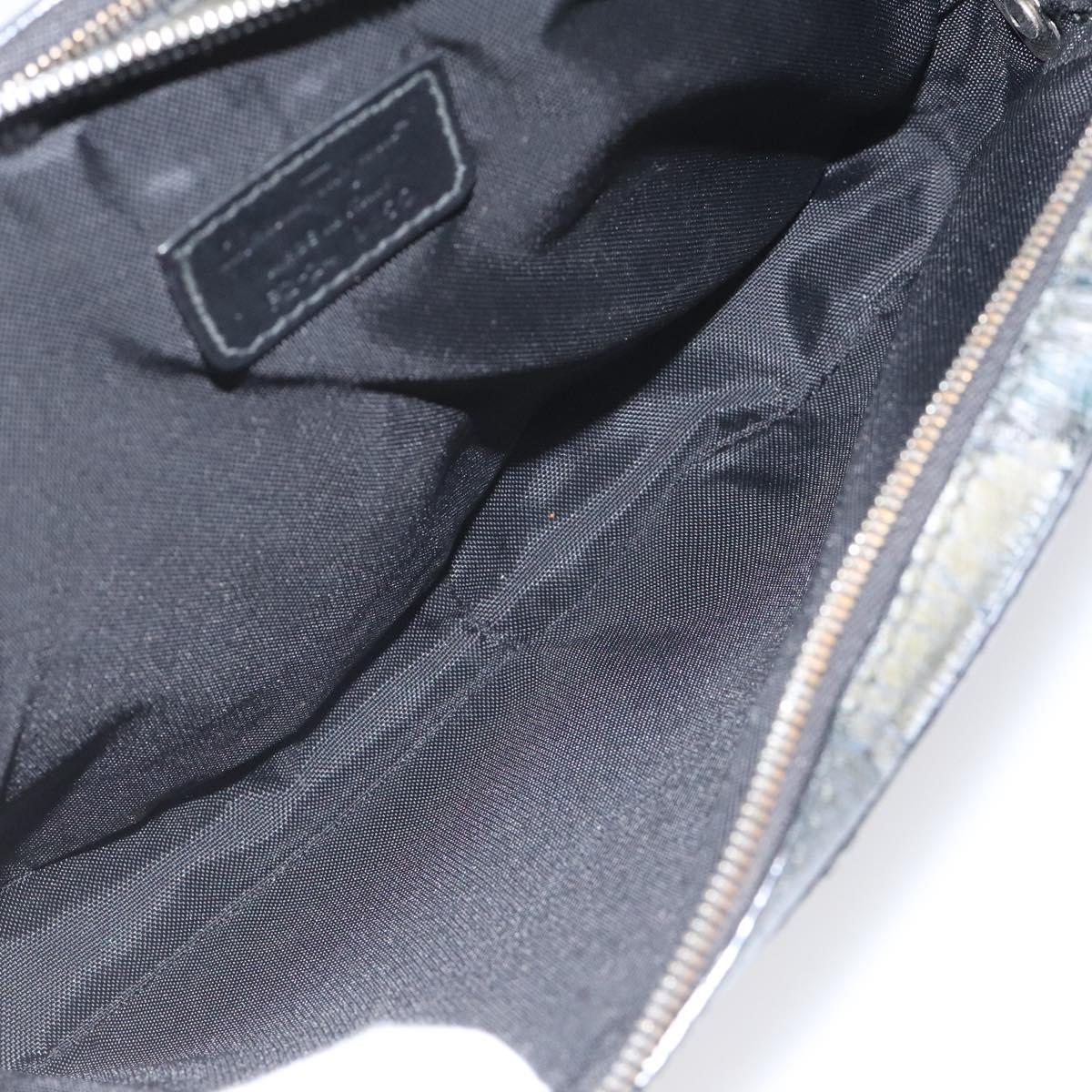 Salvatore Ferragamo Clutch Bag Leather Black Gold Auth bs23562