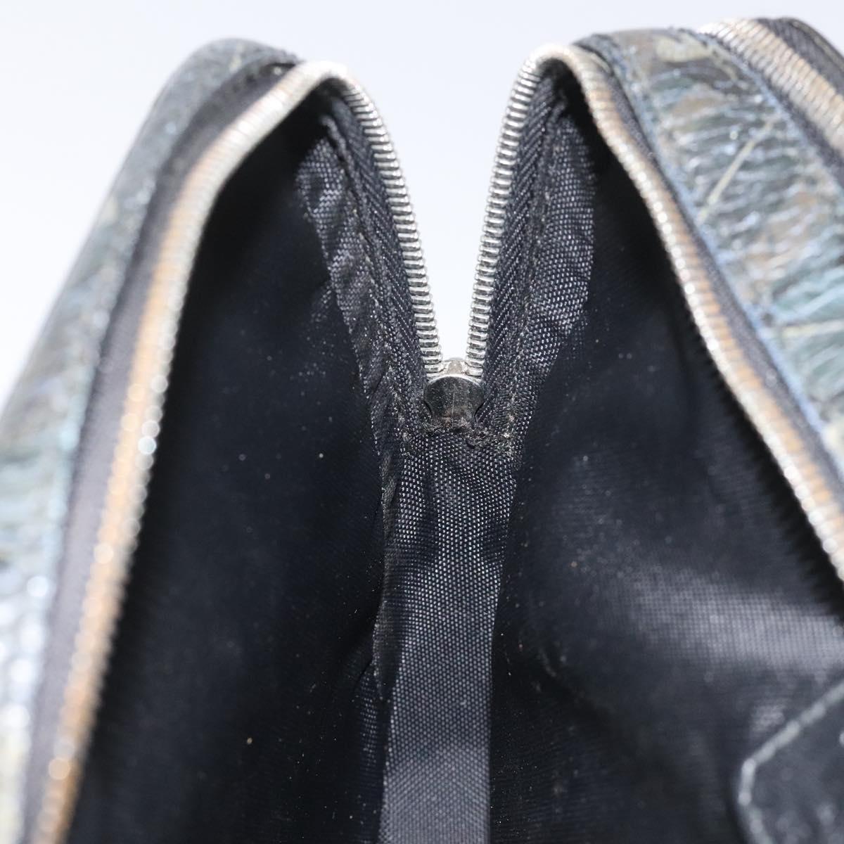 Salvatore Ferragamo Clutch Bag Leather Black Gold Auth bs23562