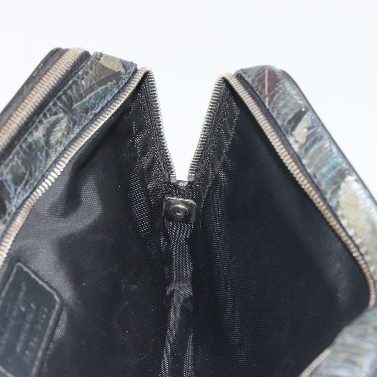 Salvatore Ferragamo Clutch Bag Leather Black Gold Auth bs23562