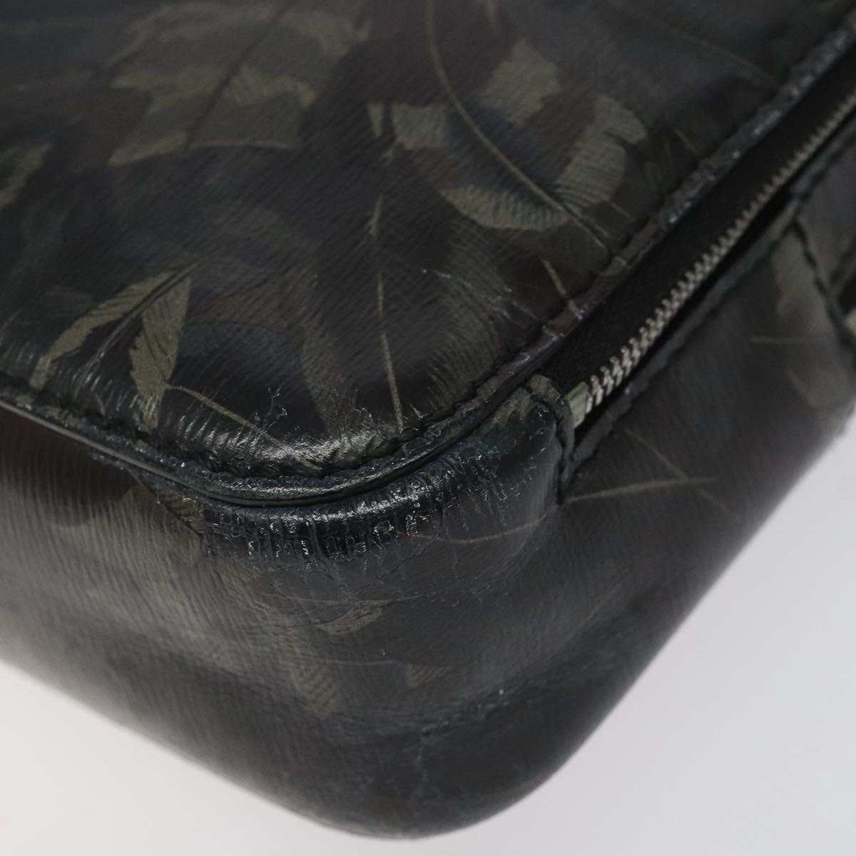 Salvatore Ferragamo Clutch Bag Leather Black Gold Auth bs23562