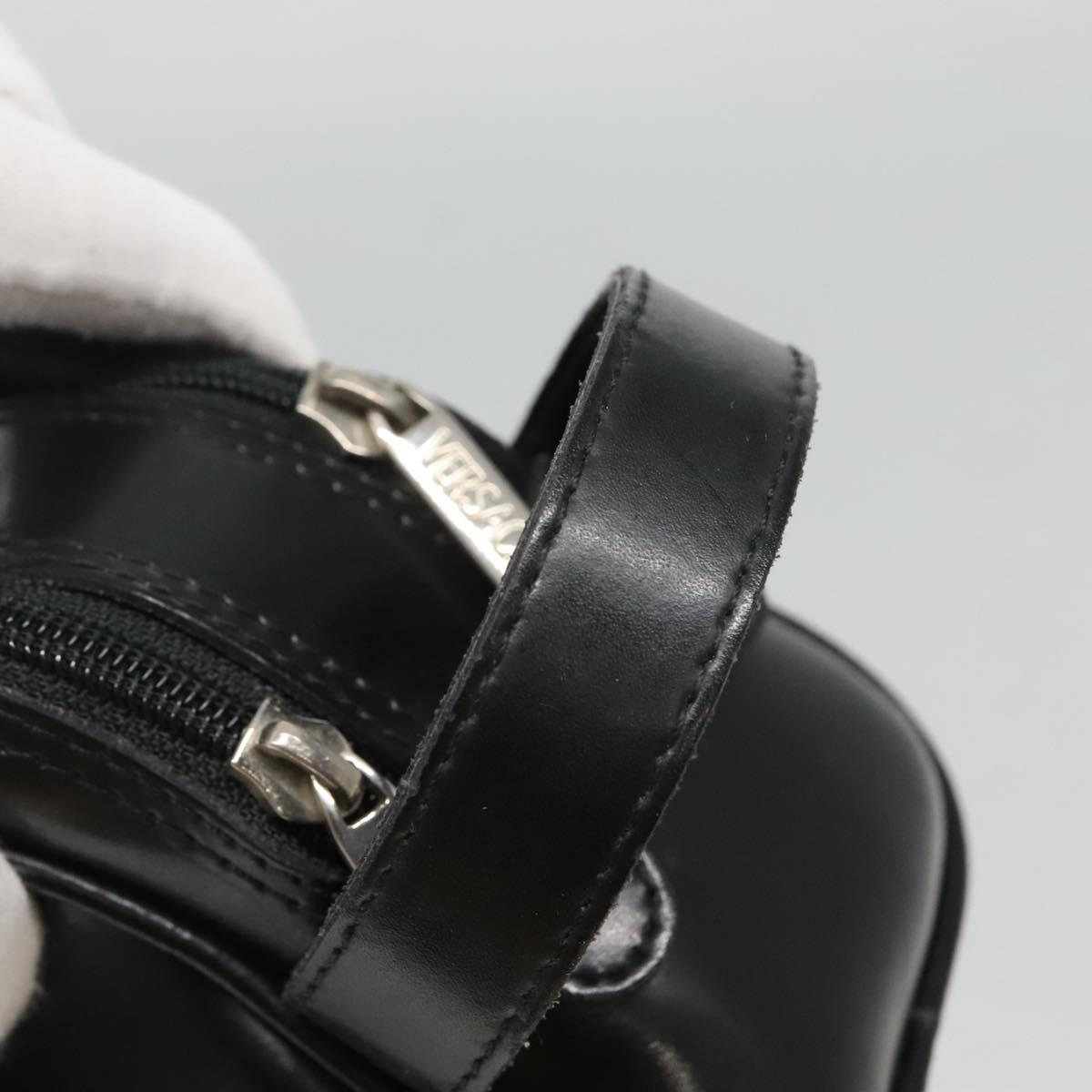 Gianni Versace Clutch Bag Leather Black Silver Auth bs23563