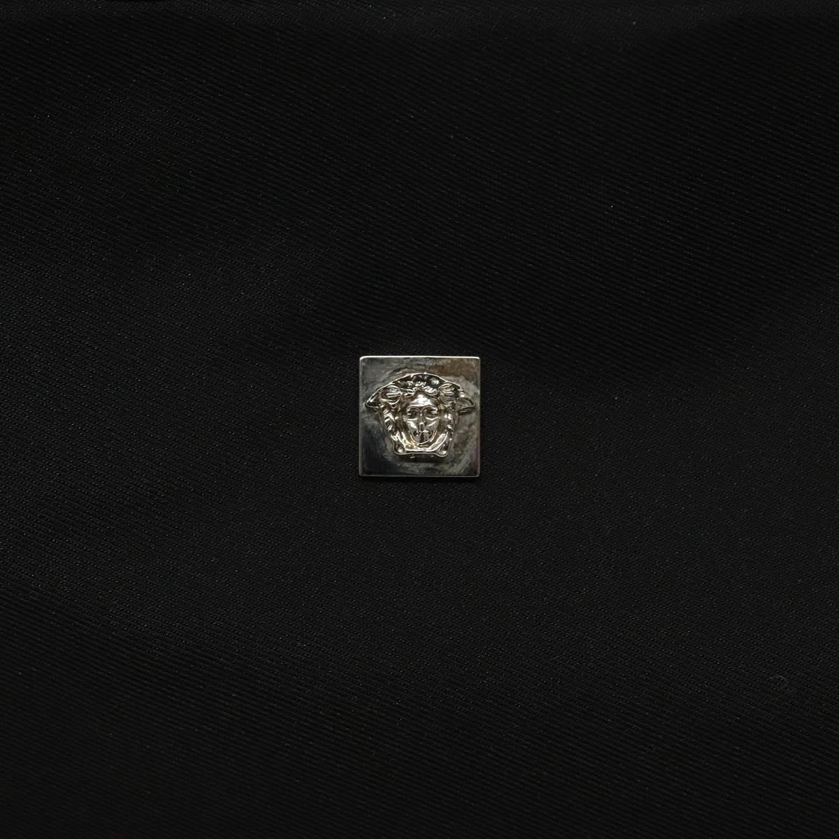 Gianni Versace Clutch Bag Canvas Black Silver Auth bs23564