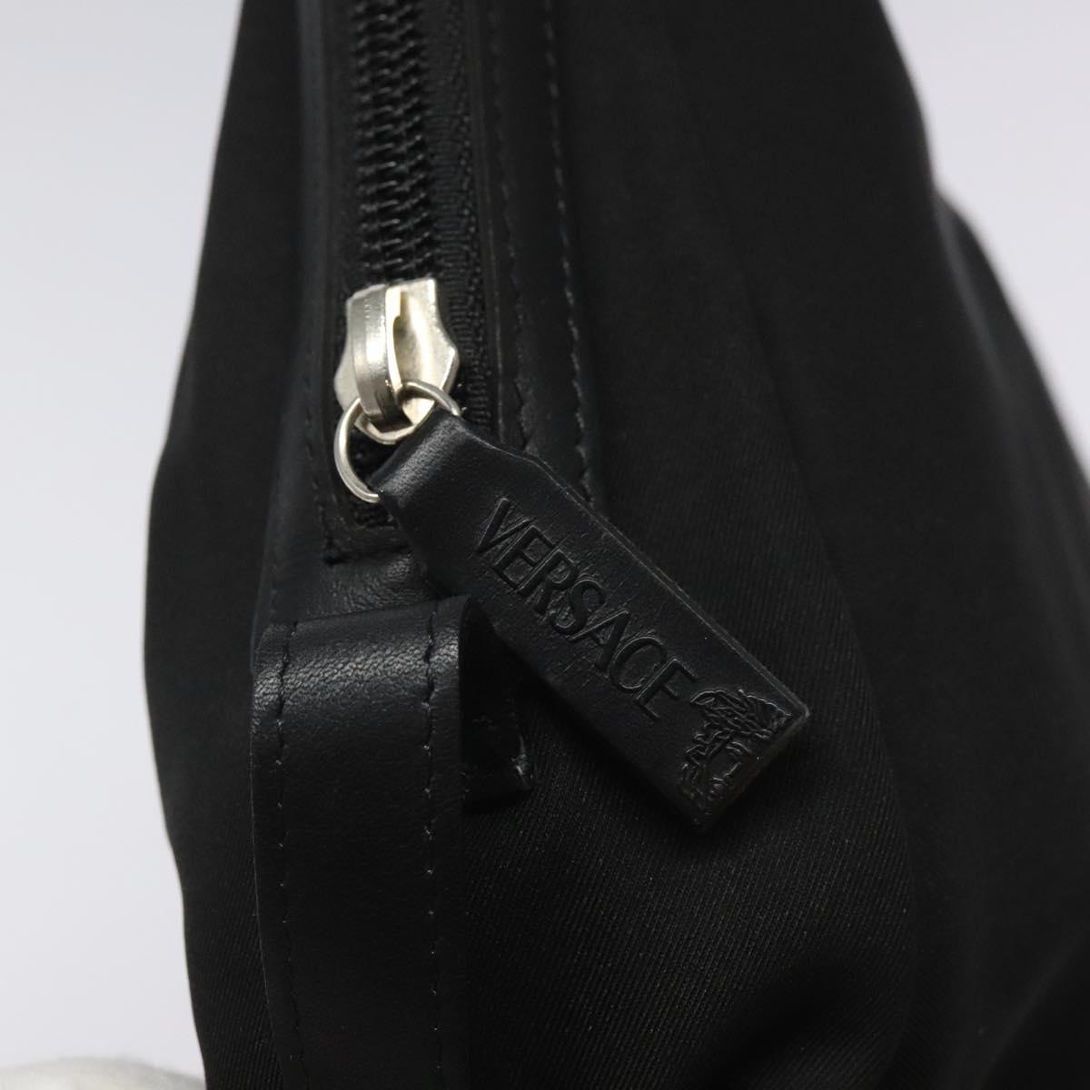 Gianni Versace Clutch Bag Canvas Black Silver Auth bs23564