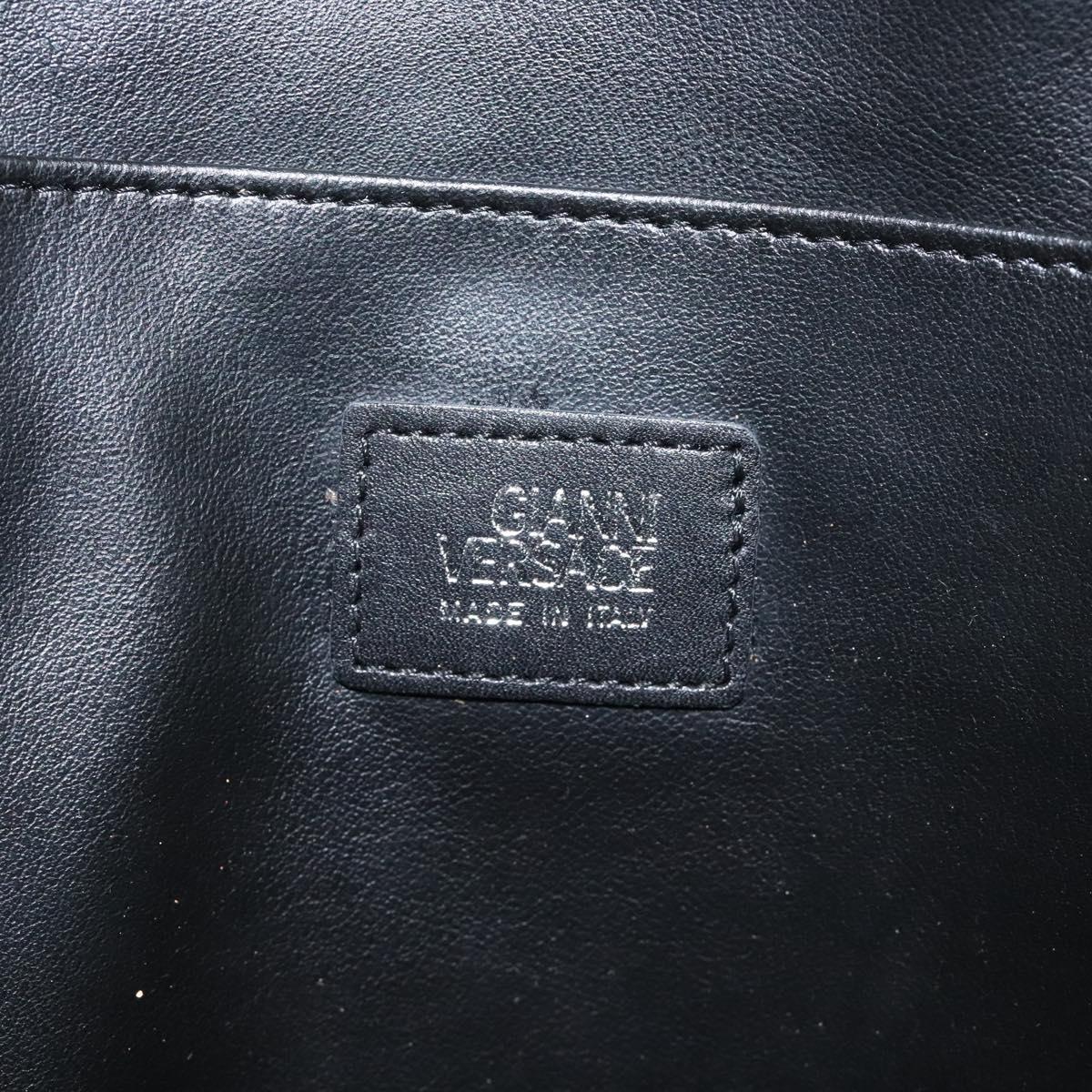 Gianni Versace Clutch Bag Canvas Black Silver Auth bs23564
