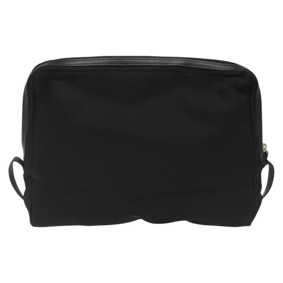 Gianni Versace Clutch Bag Canvas Black Silver Auth bs23564