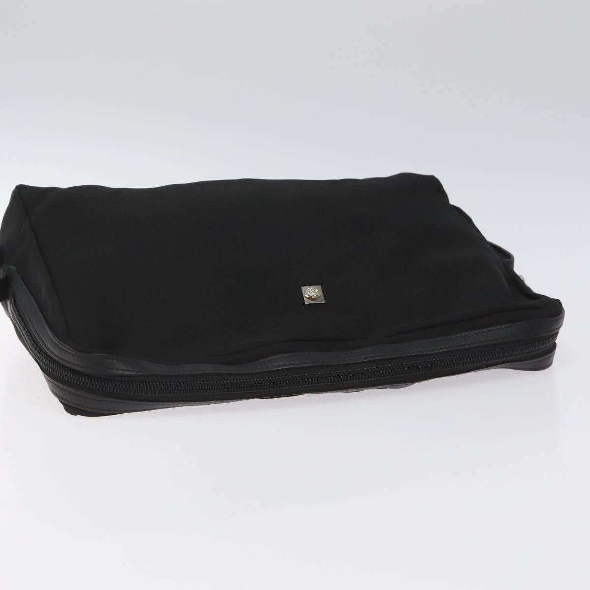 Gianni Versace Clutch Bag Canvas Black Silver Auth bs23564