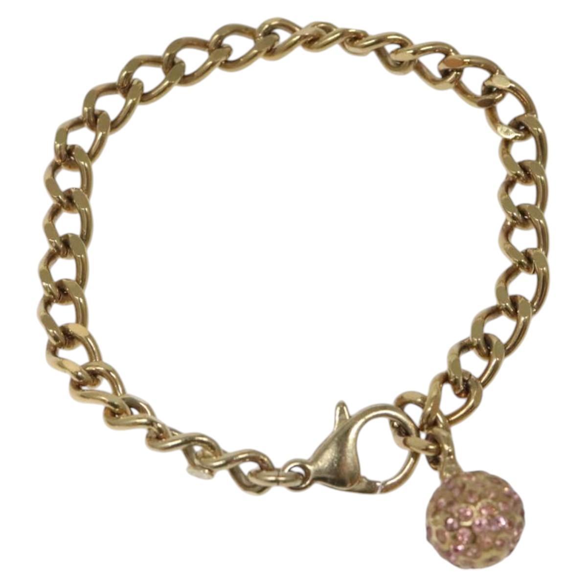 CHANEL Stone Bracelet metal Gold CC Auth bs23590