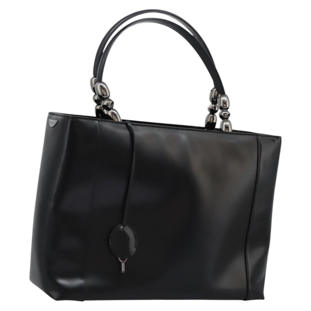 Christian Dior Maris Pearl Hand Bag Leather Black Auth bs23597