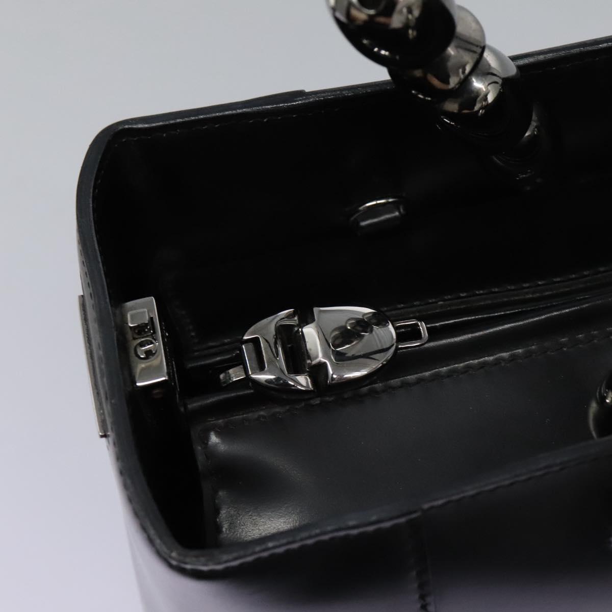 Christian Dior Maris Pearl Hand Bag Leather Black Auth bs23597