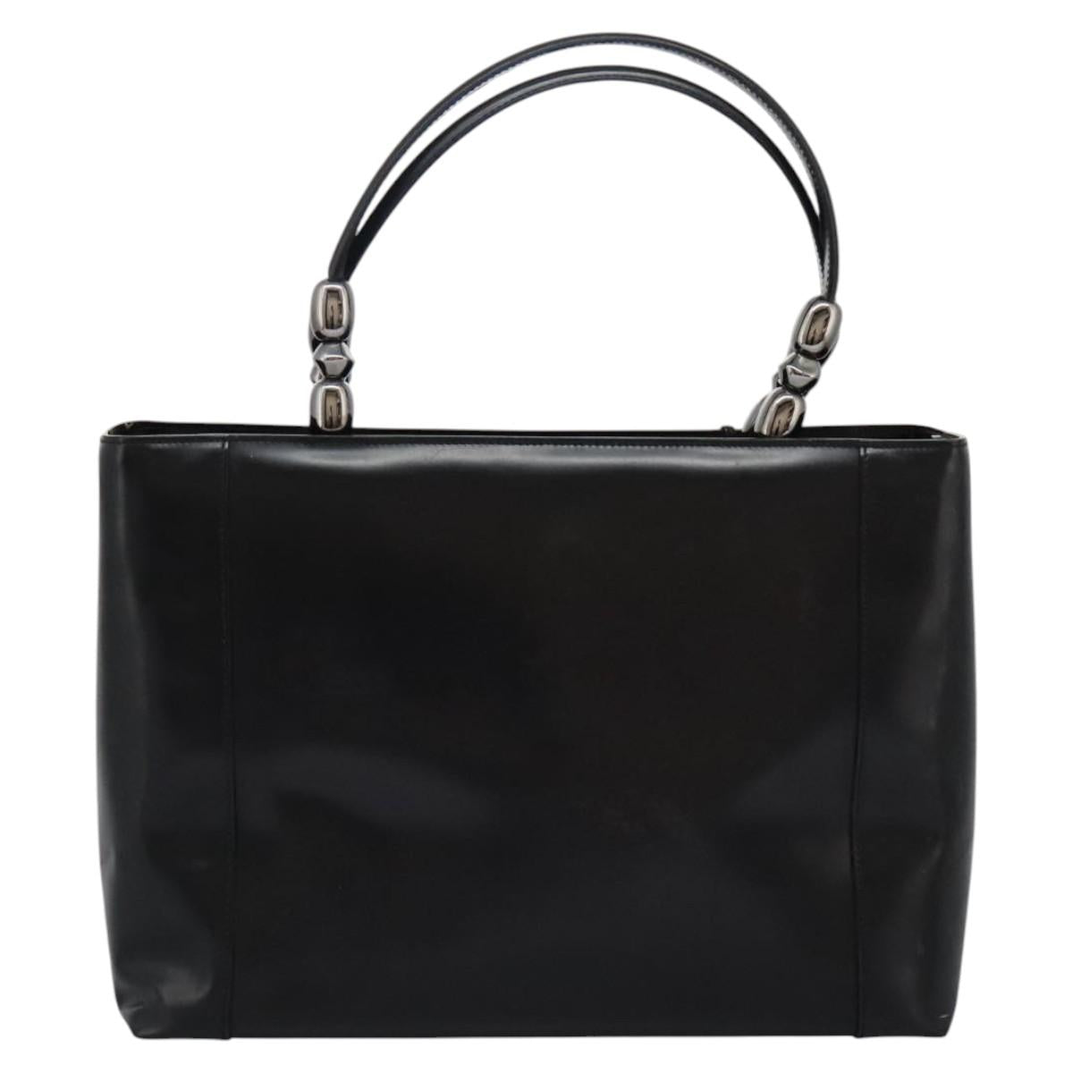 Christian Dior Maris Pearl Hand Bag Leather Black Auth bs23597