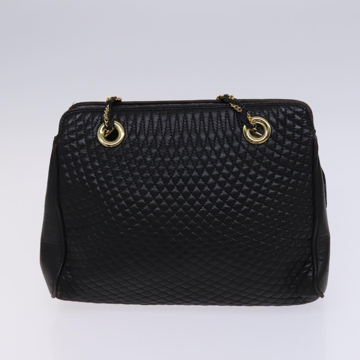 BALLY Quilted Chain Shoulder Bag Leather 2Set Brown Beige Auth bs23601