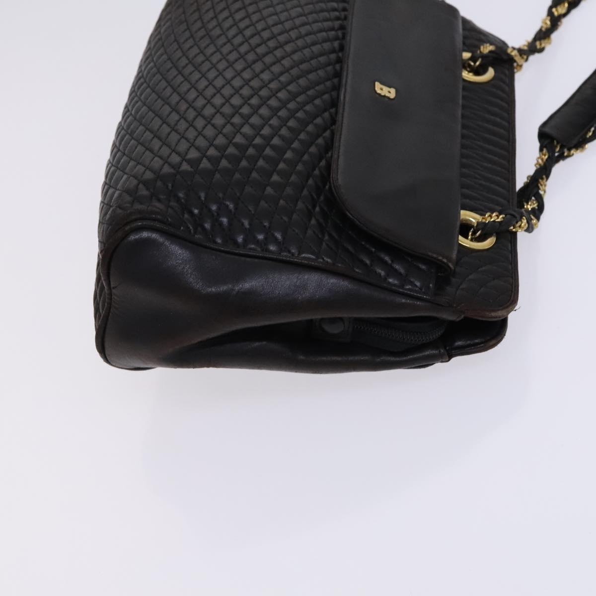 BALLY Quilted Chain Shoulder Bag Leather 2Set Brown Beige Auth bs23601