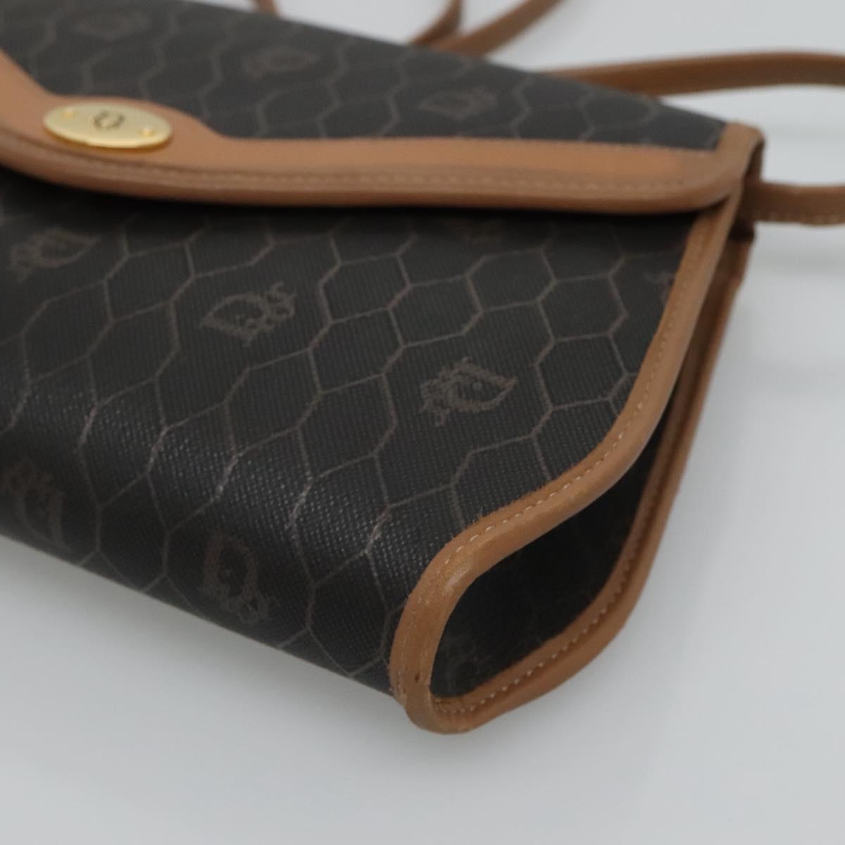 Christian Dior Honeycomb Canvas Shoulder Bag PVC Black Auth bs23609