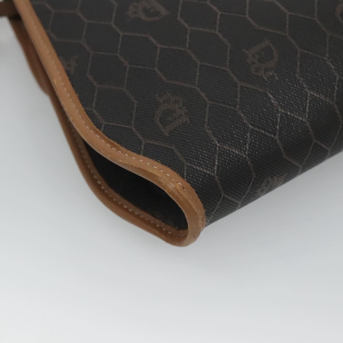 Christian Dior Honeycomb Canvas Shoulder Bag PVC Black Auth bs23609