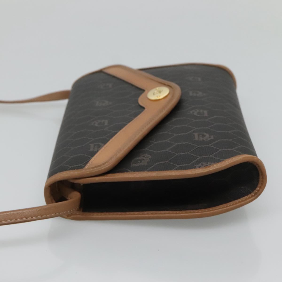 Christian Dior Honeycomb Canvas Shoulder Bag PVC Black Auth bs23609