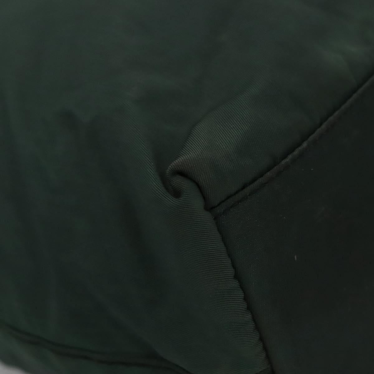 PRADA Hand Bag Nylon plastic Khaki Silver Auth bs23618