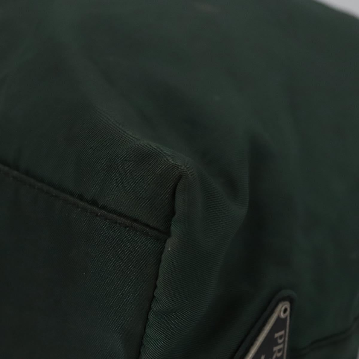 PRADA Hand Bag Nylon plastic Khaki Silver Auth bs23618