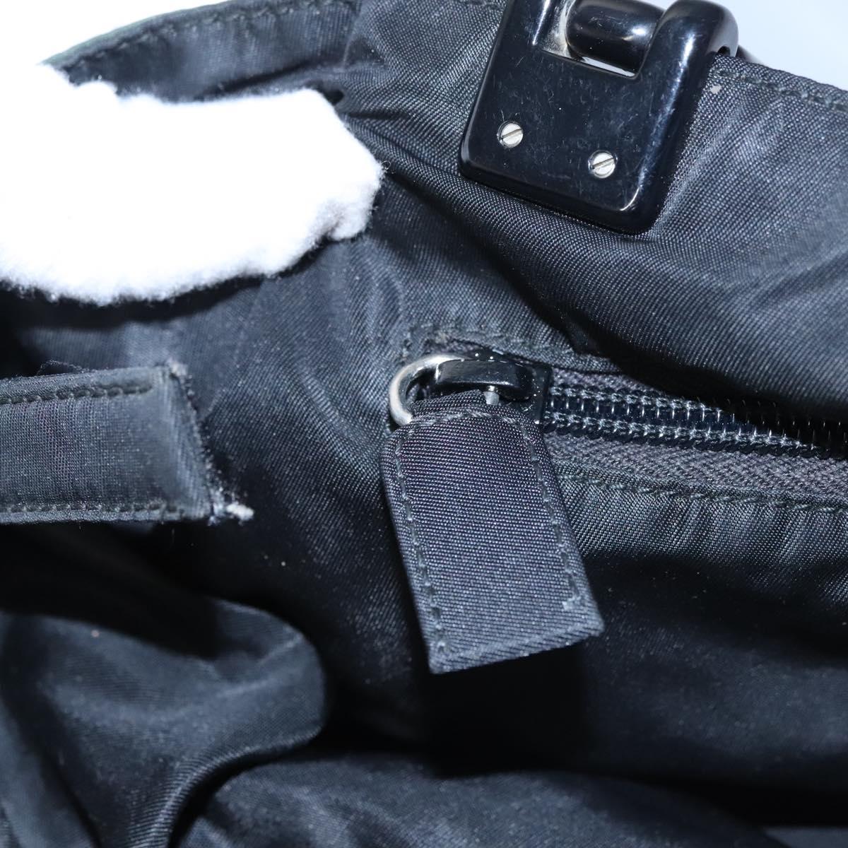 PRADA Hand Bag Nylon plastic Khaki Silver Auth bs23618