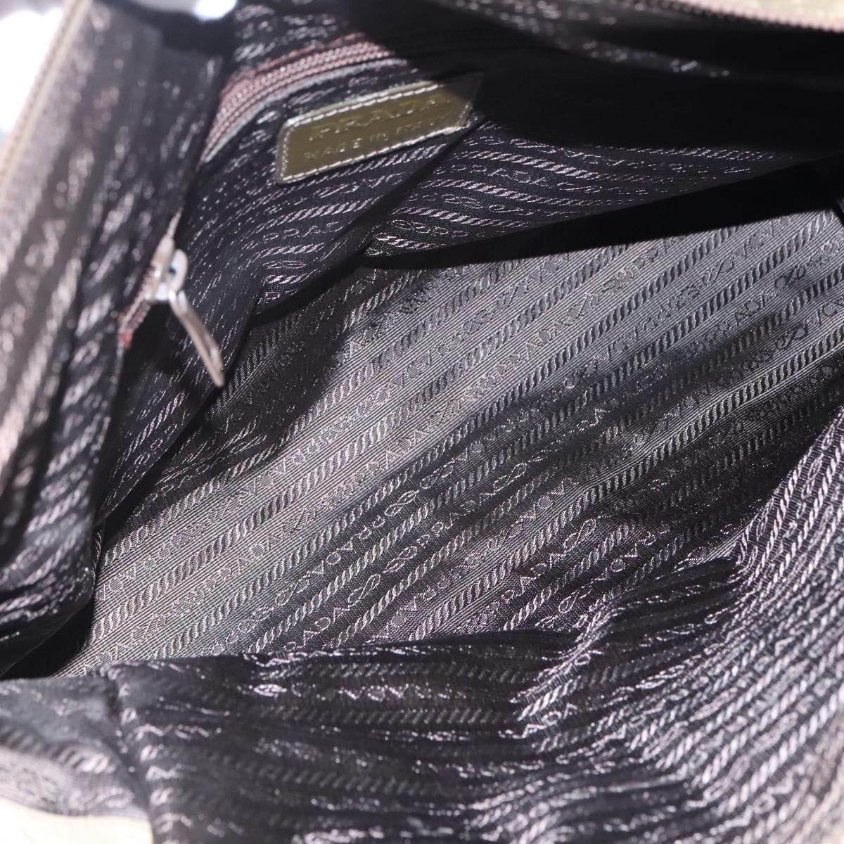 PRADA Chain Shoulder Bag Nylon Beige Gold Auth bs23630