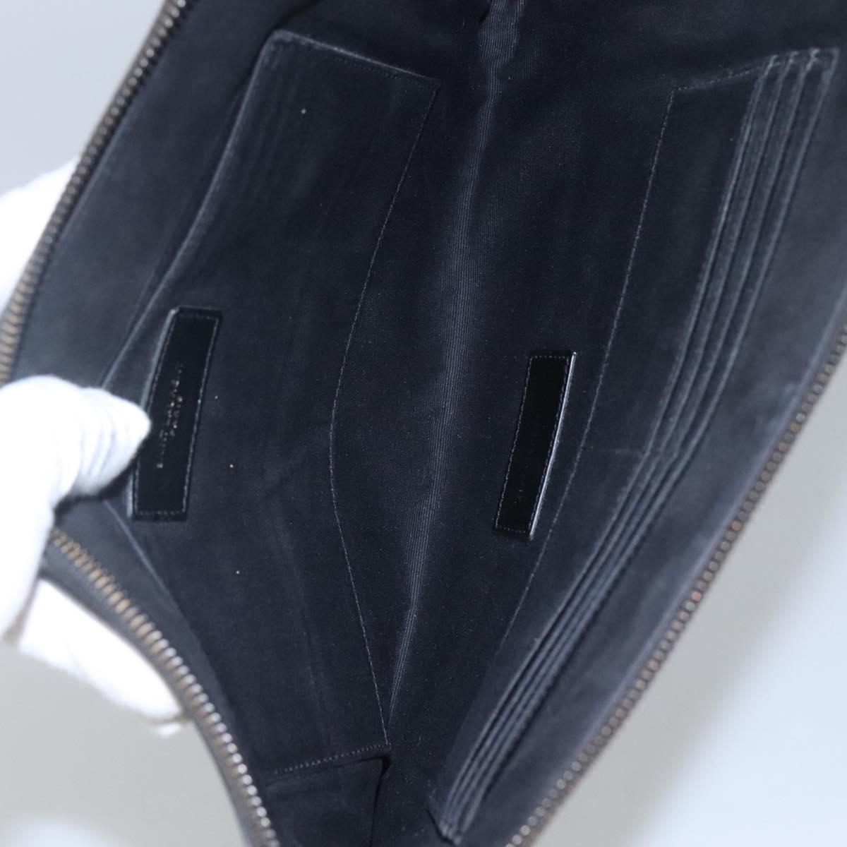 SAINT LAURENT Clutch Bag Leather Black Auth bs23631