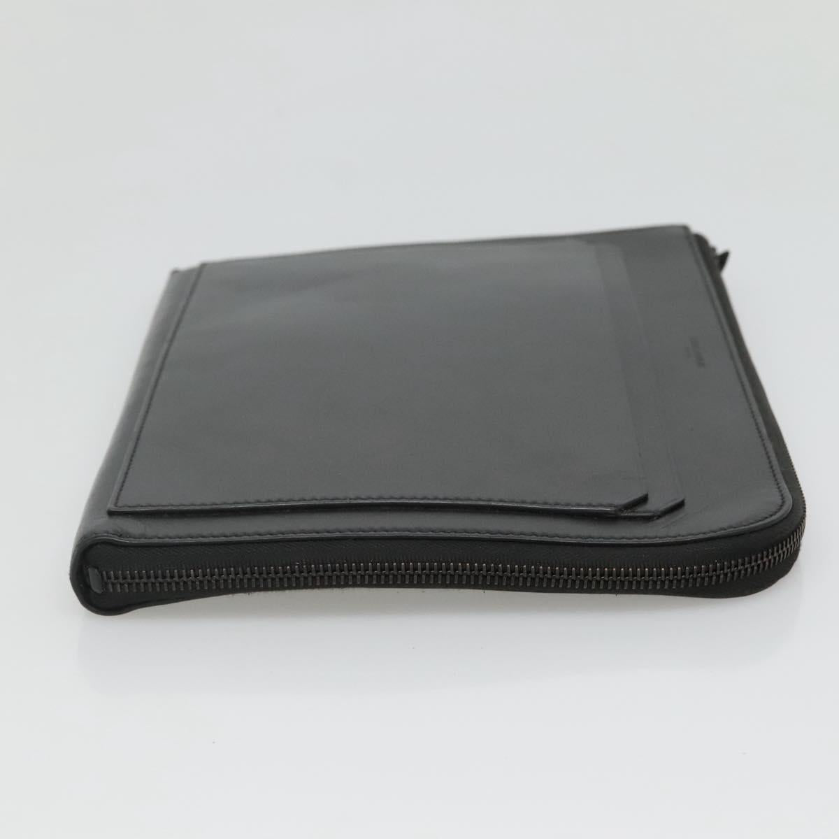 SAINT LAURENT Clutch Bag Leather Black Auth bs23631