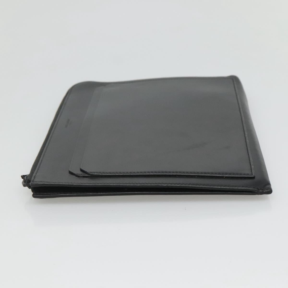 SAINT LAURENT Clutch Bag Leather Black Auth bs23631