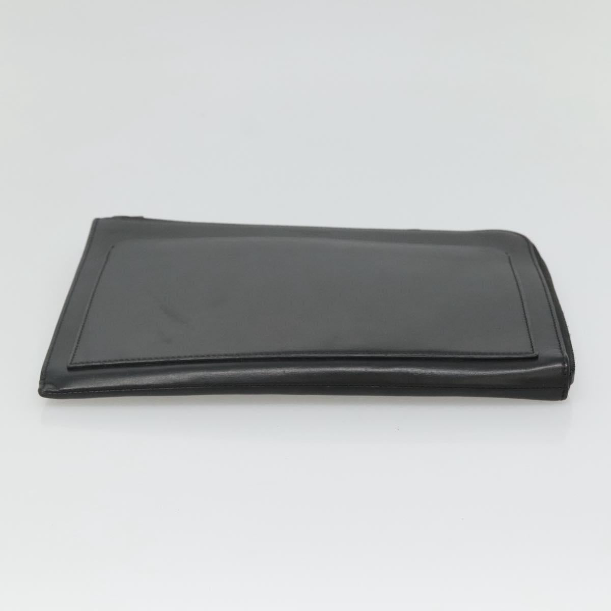 SAINT LAURENT Clutch Bag Leather Black Auth bs23631