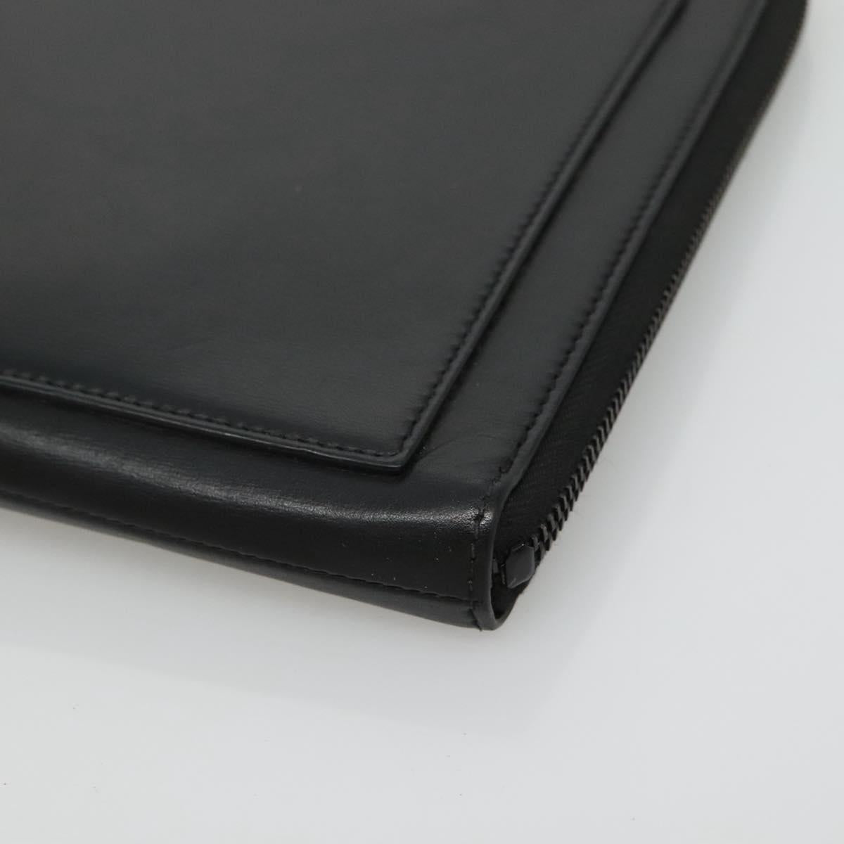 SAINT LAURENT Clutch Bag Leather Black Auth bs23631
