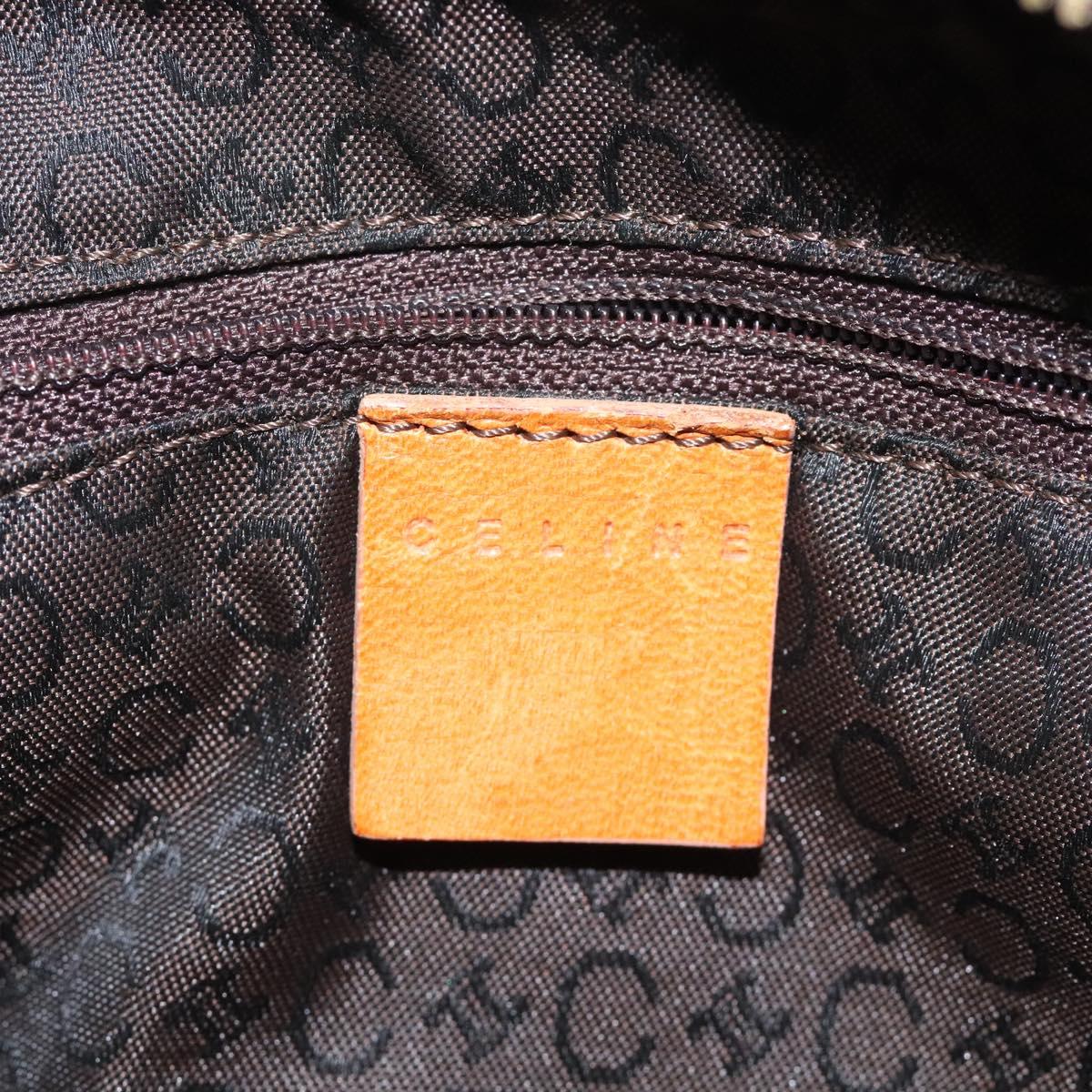 CELINE C Macadam Canvas Hand Bag Suede Brown Gold Auth bs23637