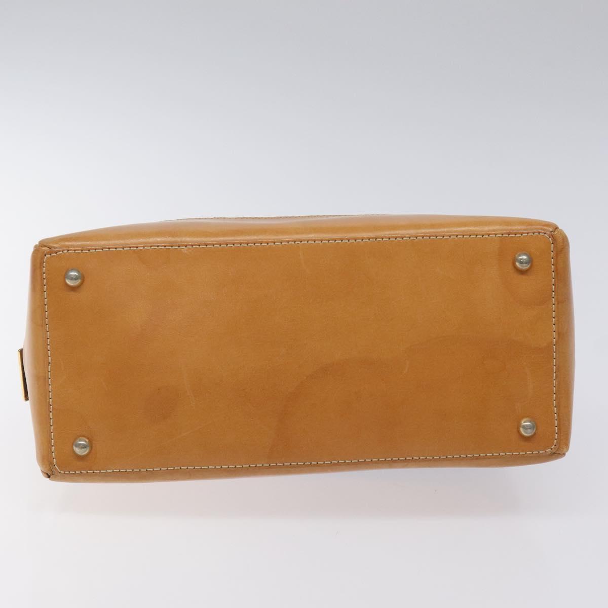 CELINE C Macadam Canvas Hand Bag Suede Brown Gold Auth bs23637