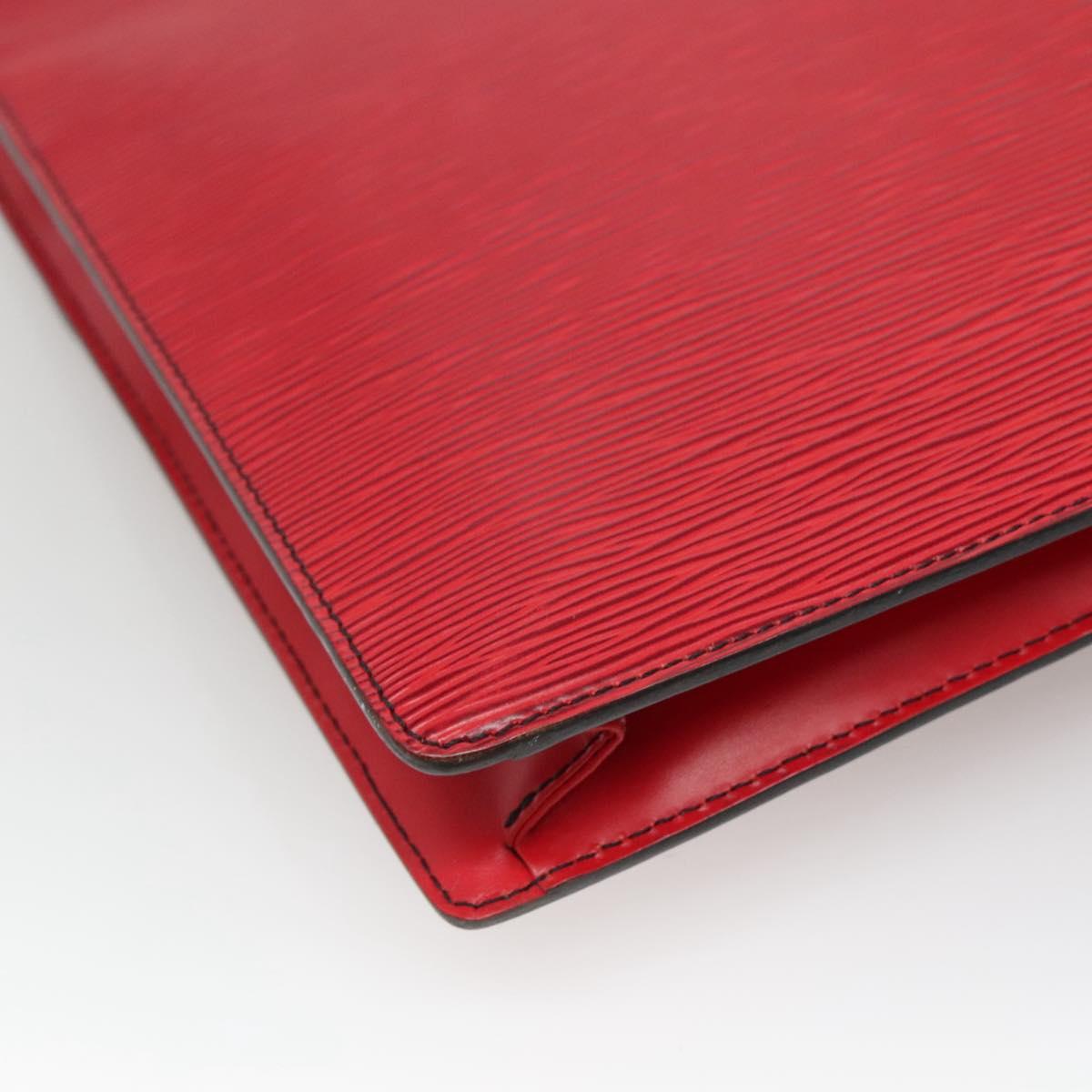 LOUIS VUITTON Epi Porte Documents Bandouliere Briefcase Red LV Auth bs23657