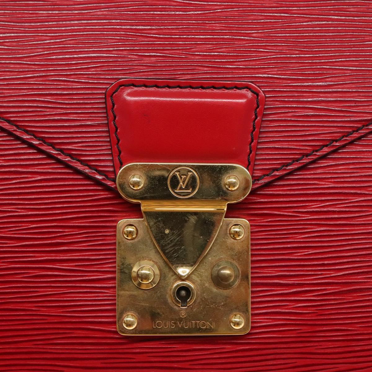 LOUIS VUITTON Epi Porte Documents Bandouliere Briefcase Red LV Auth bs23657