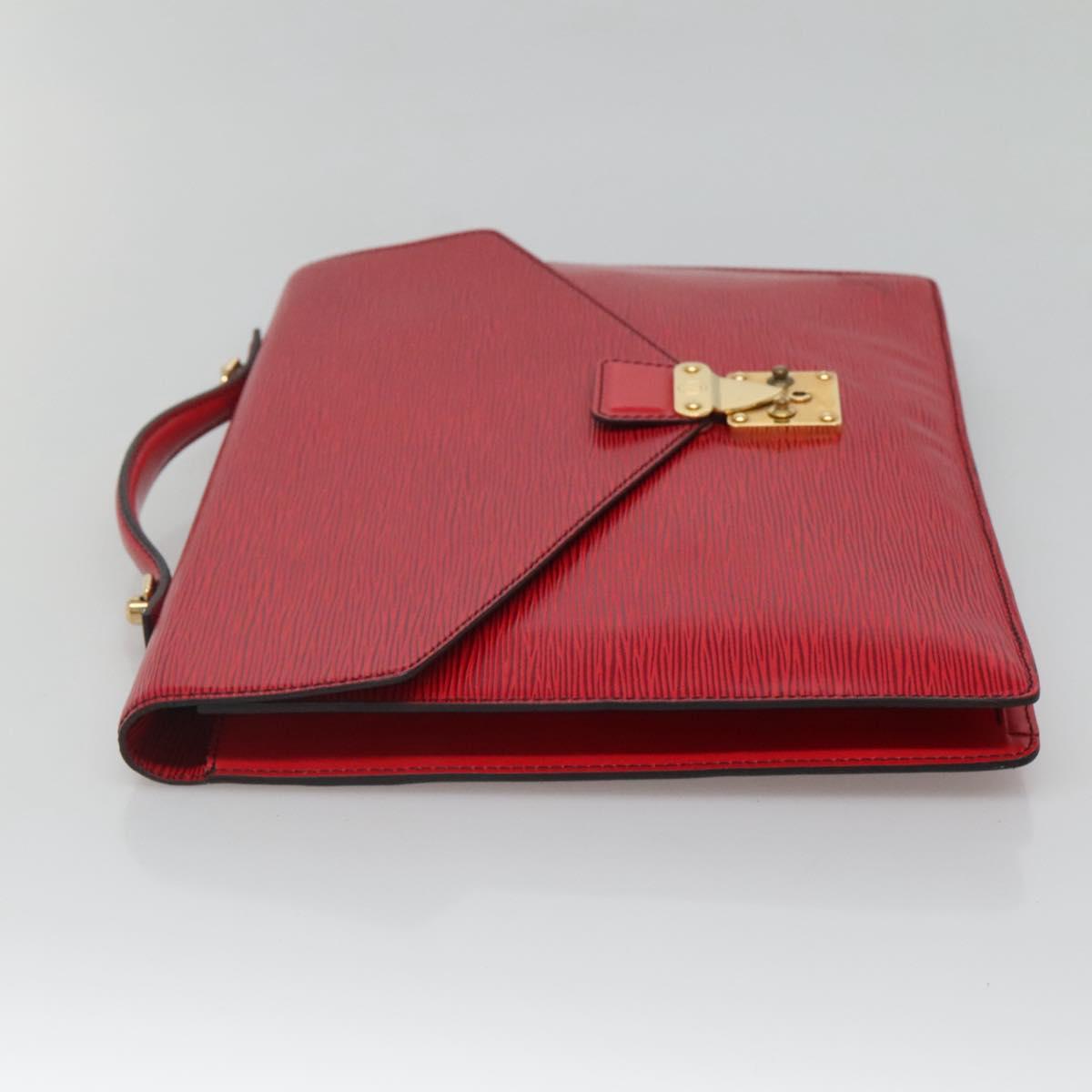 LOUIS VUITTON Epi Porte Documents Bandouliere Briefcase Red LV Auth bs23657