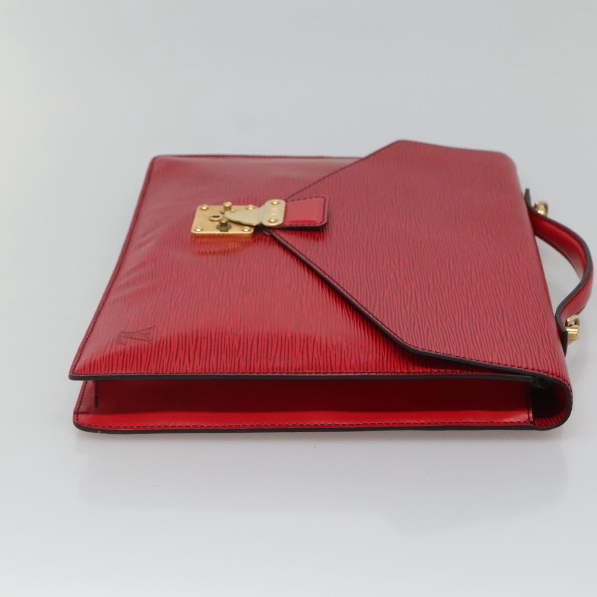 LOUIS VUITTON Epi Porte Documents Bandouliere Briefcase Red LV Auth bs23657