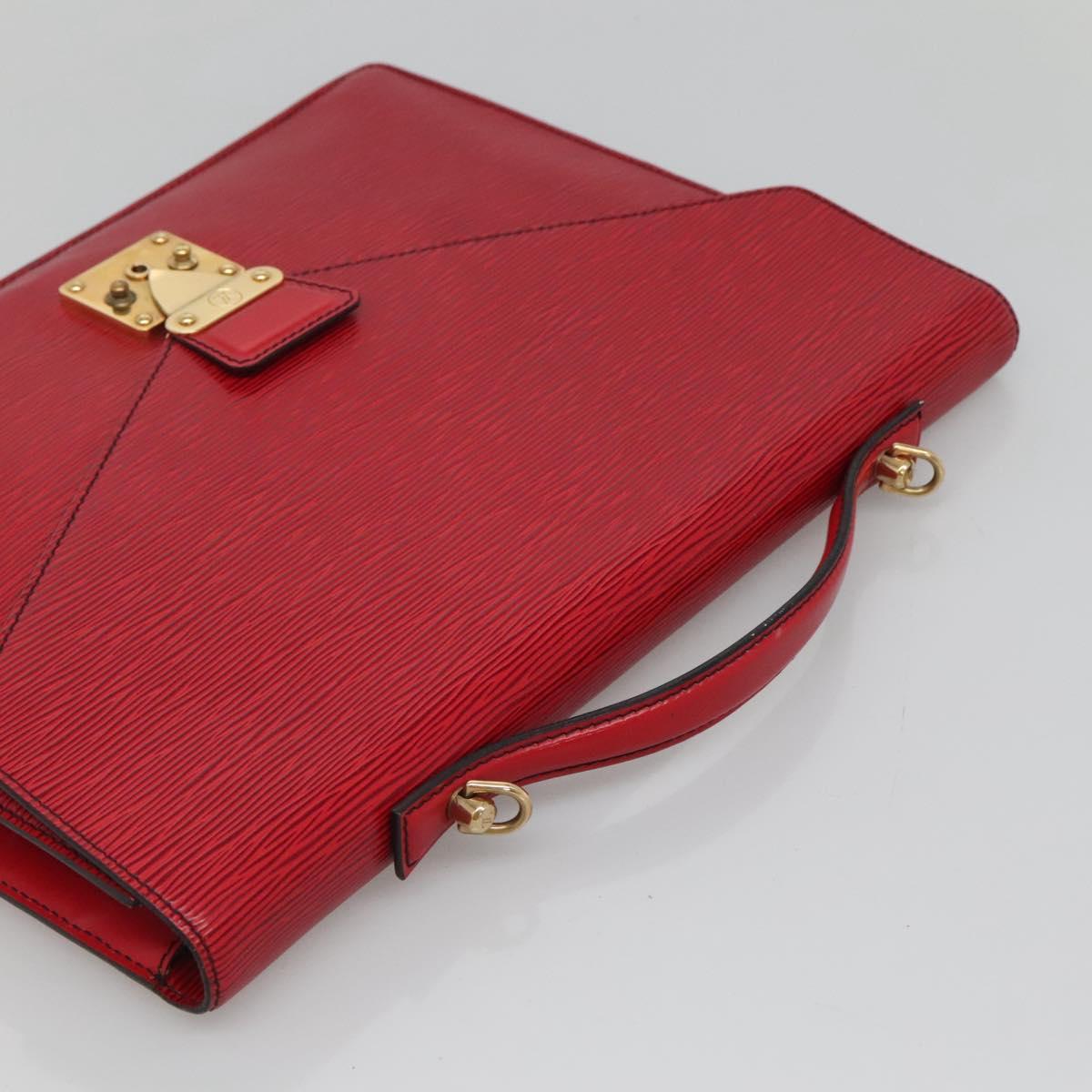 LOUIS VUITTON Epi Porte Documents Bandouliere Briefcase Red LV Auth bs23657