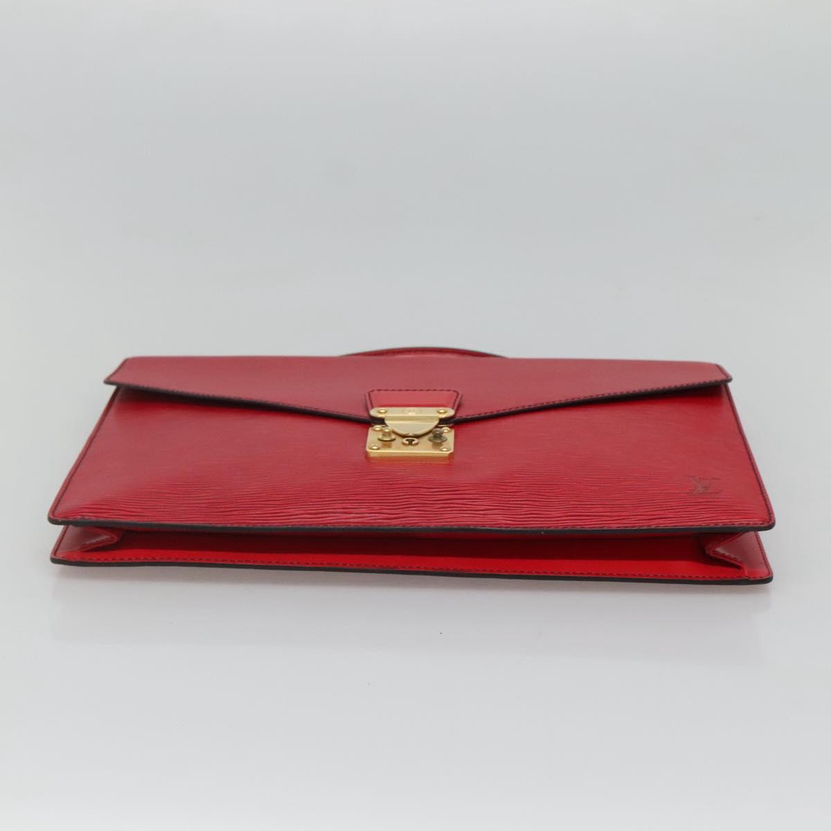 LOUIS VUITTON Epi Porte Documents Bandouliere Briefcase Red LV Auth bs23657