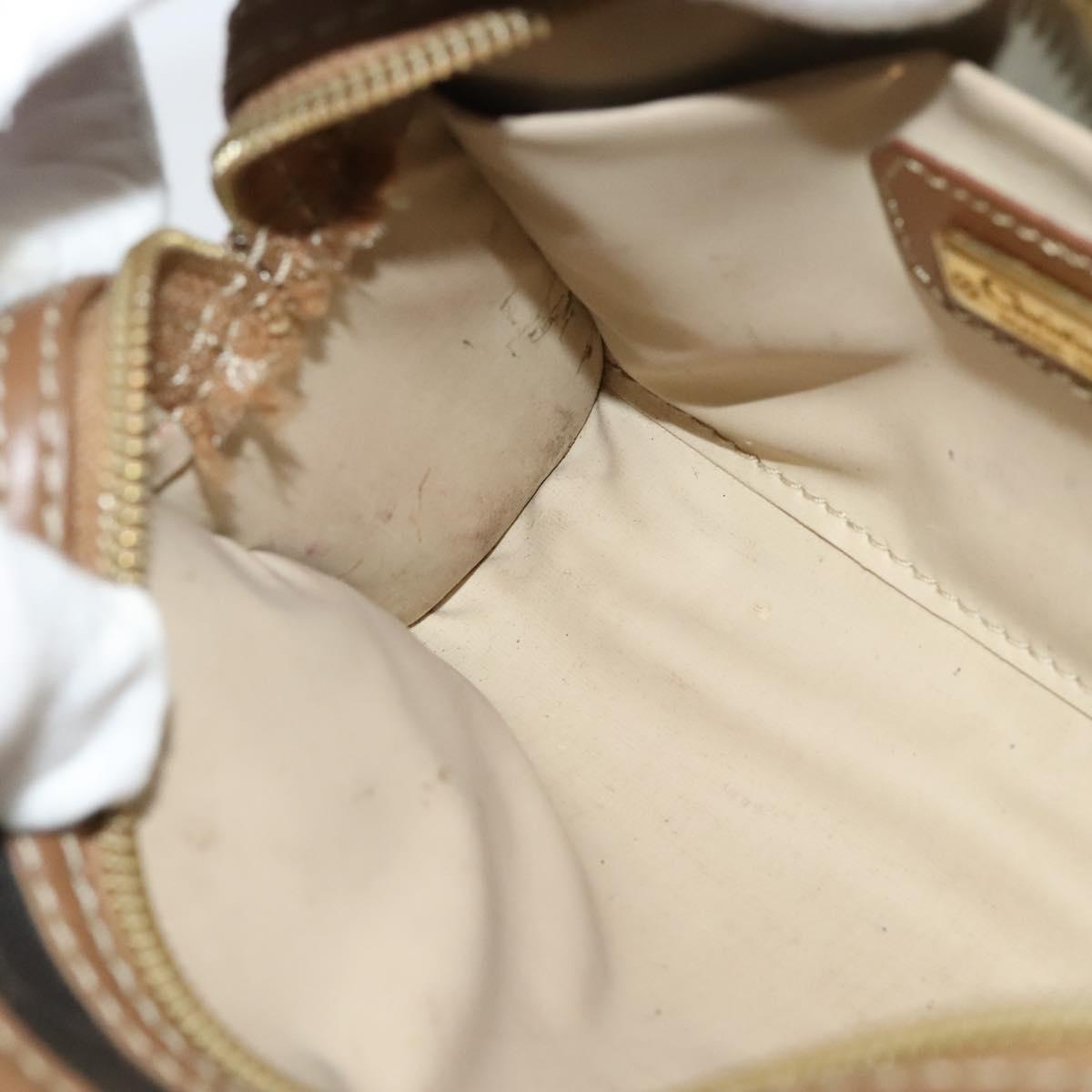 Christian Dior Honeycomb Canvas Pouch PVC Leather Black Auth bs23663