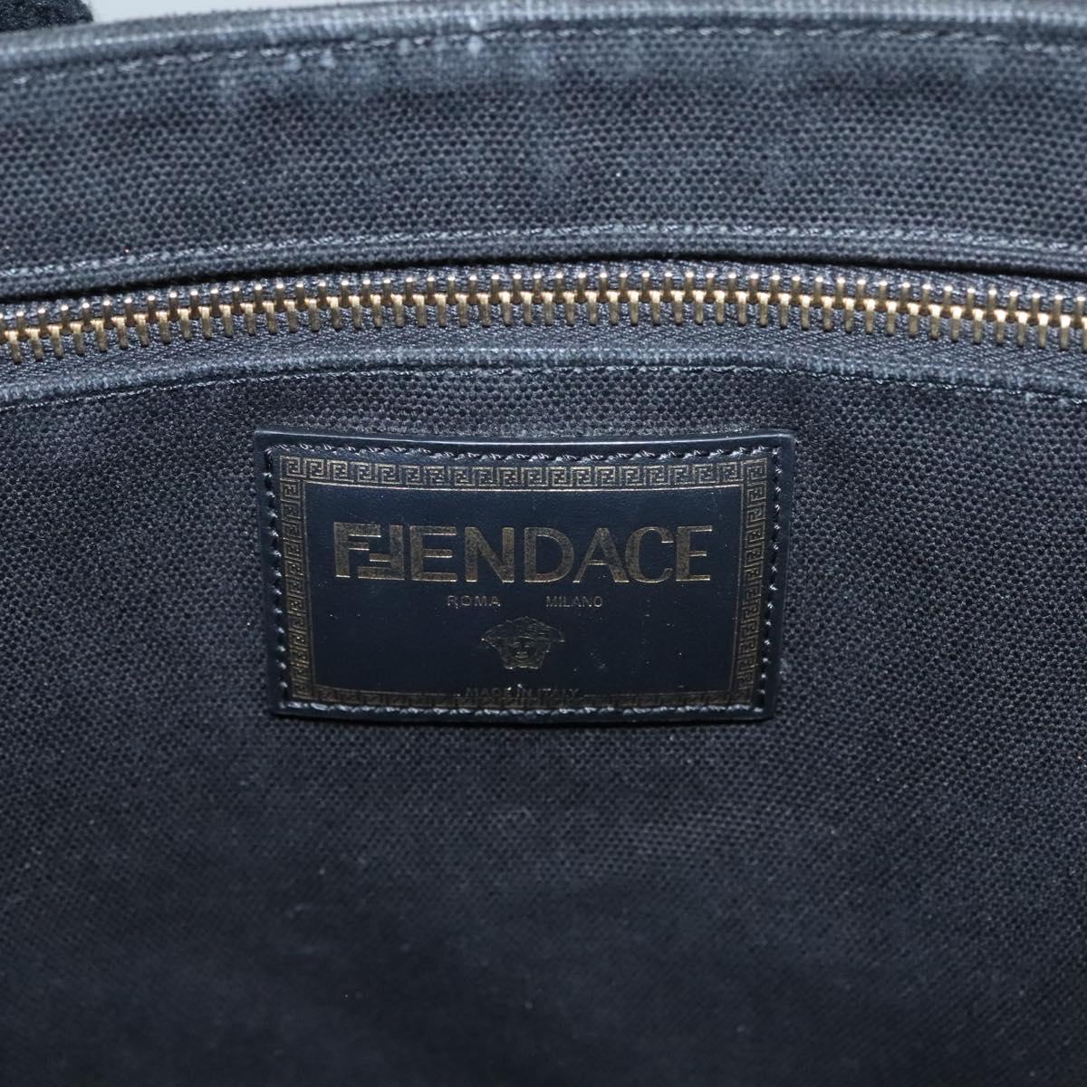 FENDI VERSACE Collaboration Fenderche Tote Bag Canvas 2way Black Auth bs23664