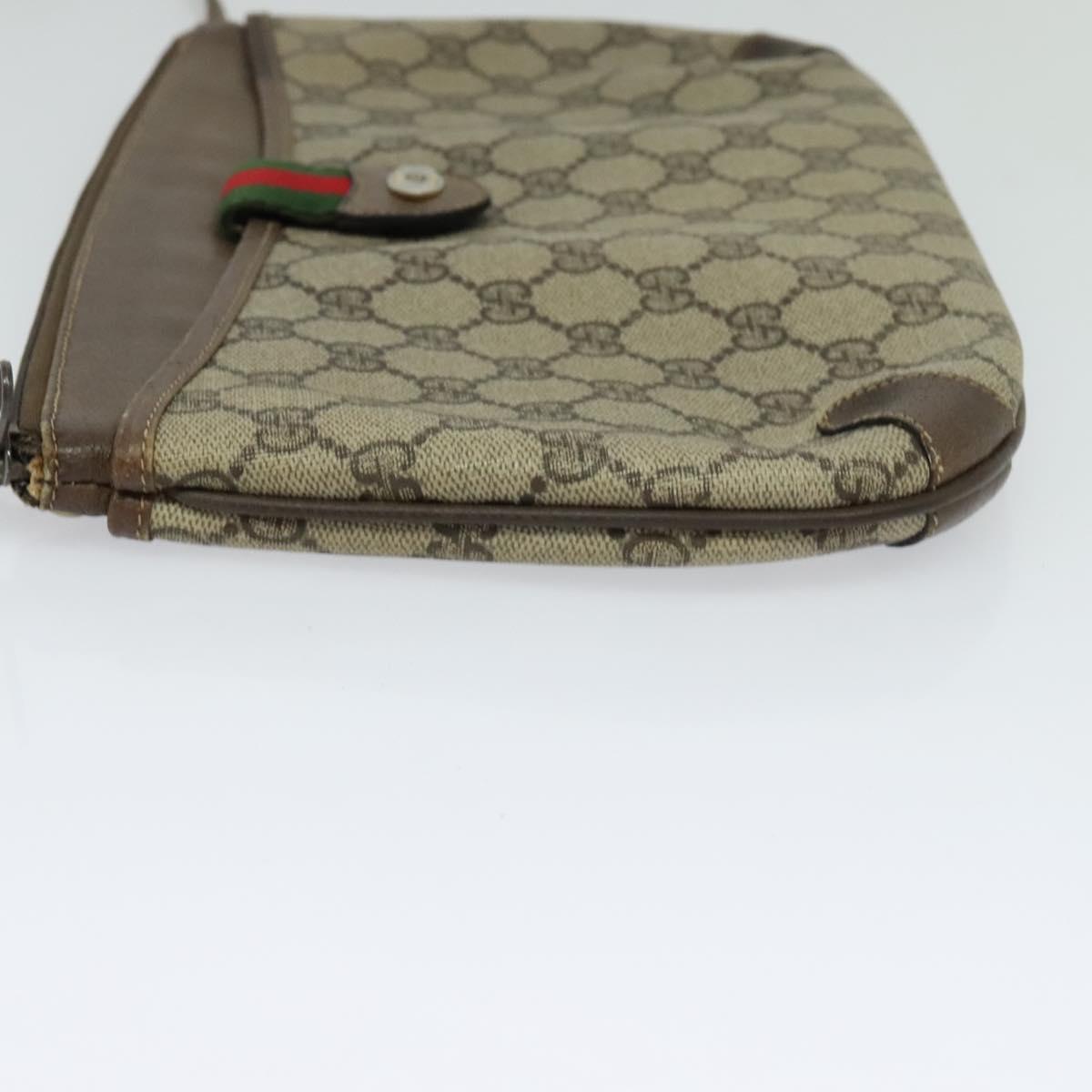 GUCCI GG Supreme Web Sherry Line Bag PVC Beige Gold 39 02 026 Auth bs23685
