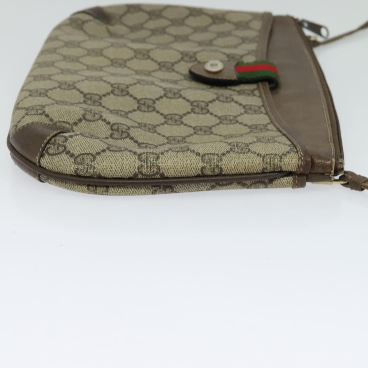 GUCCI GG Supreme Web Sherry Line Bag PVC Beige Gold 39 02 026 Auth bs23685