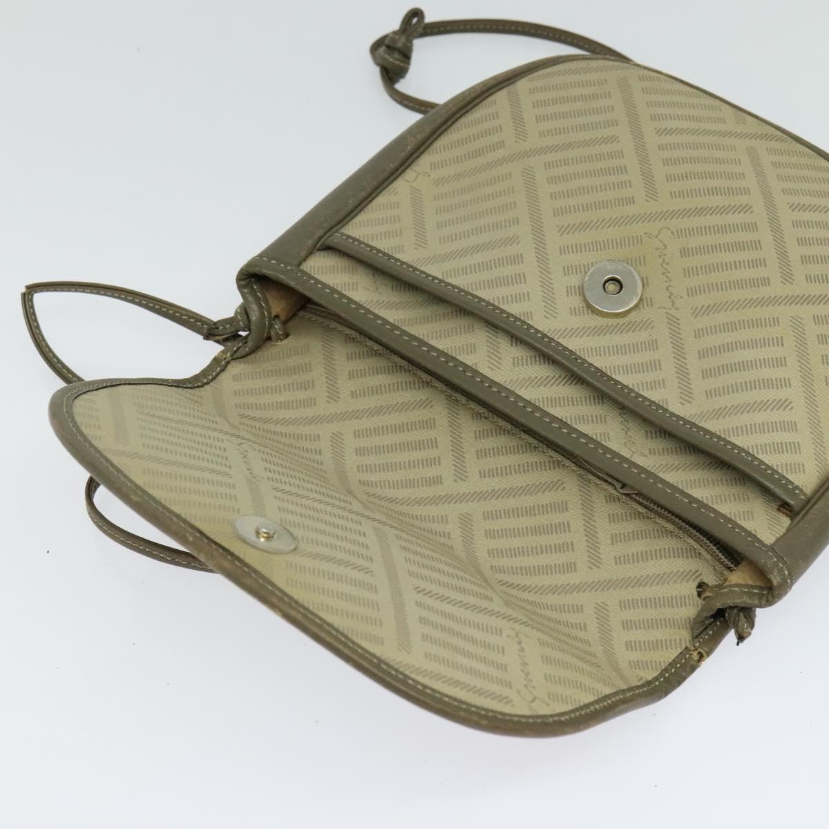 GIVENCHY Shoulder Bag Canvas Leather Beige Gold Auth bs23699