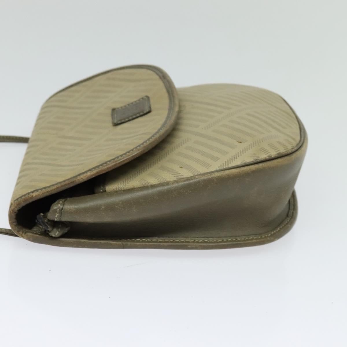 GIVENCHY Shoulder Bag Canvas Leather Beige Gold Auth bs23699