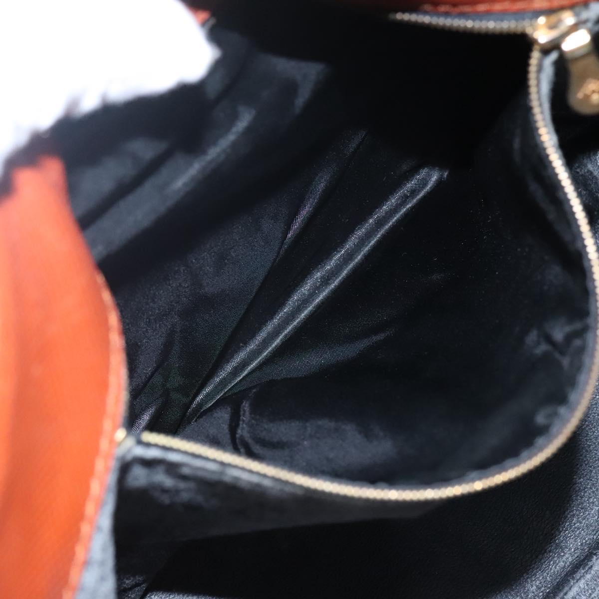 BOTTEGA VENETA Shoulder Bag PVC Leather Black Brown gold Auth bs23702